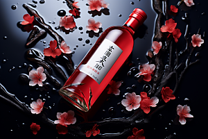 美酒酒杯酒瓶摄影图