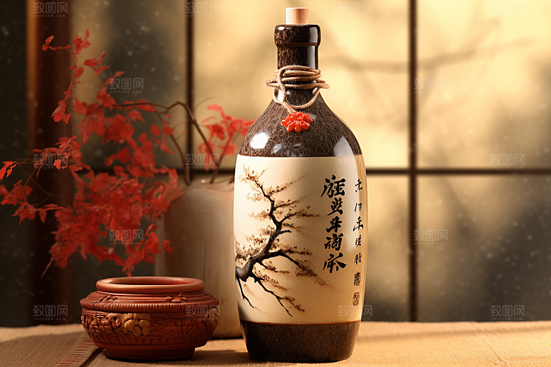 美酒酒瓶酒具摄影图