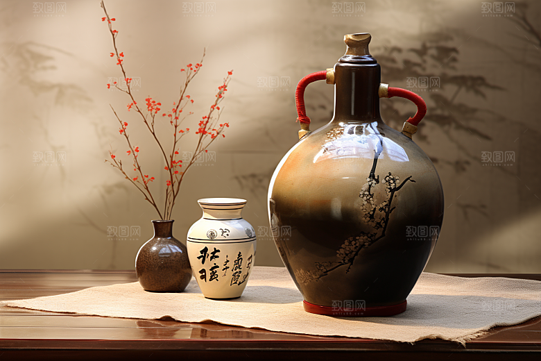 美酒酒具酒瓶摄影图