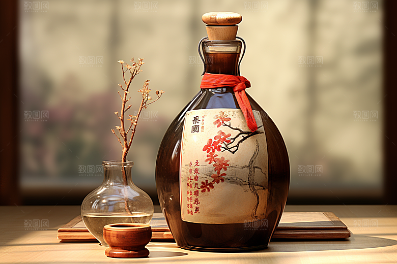 美酒精致酒器摄影图