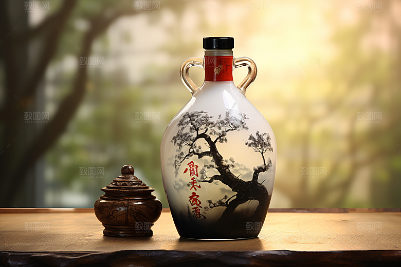 美酒酒杯酒瓶摄影图