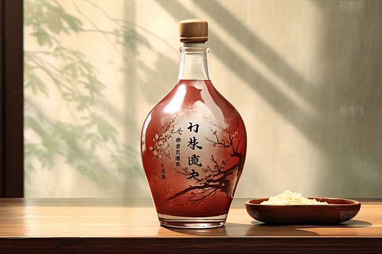 美酒酒瓶品酒摄影图