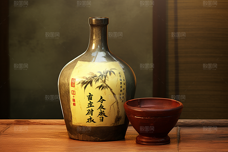 美酒酒器酒杯摄影图