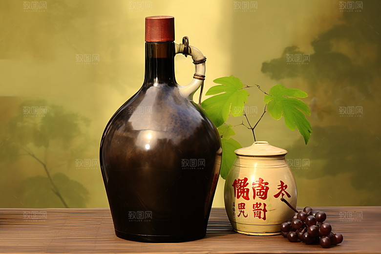 美酒精致酒瓶摄影图