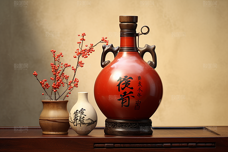 美酒酒器酒杯摄影图