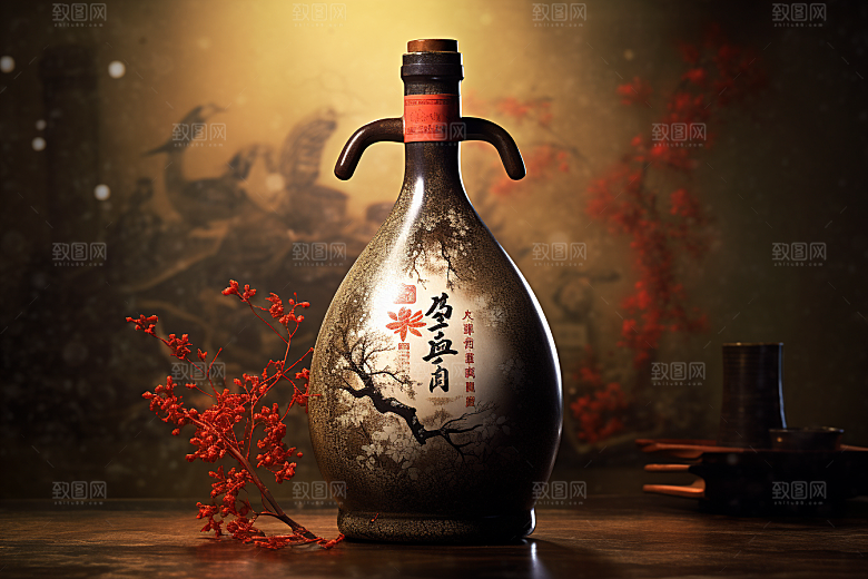 美酒酒杯精致摄影图
