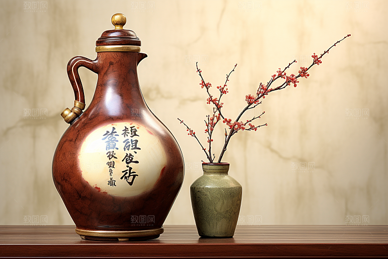 美酒酒杯酒瓶摄影图