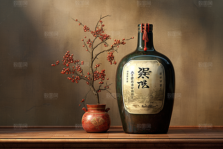 美酒畅饮酒瓶摄影图