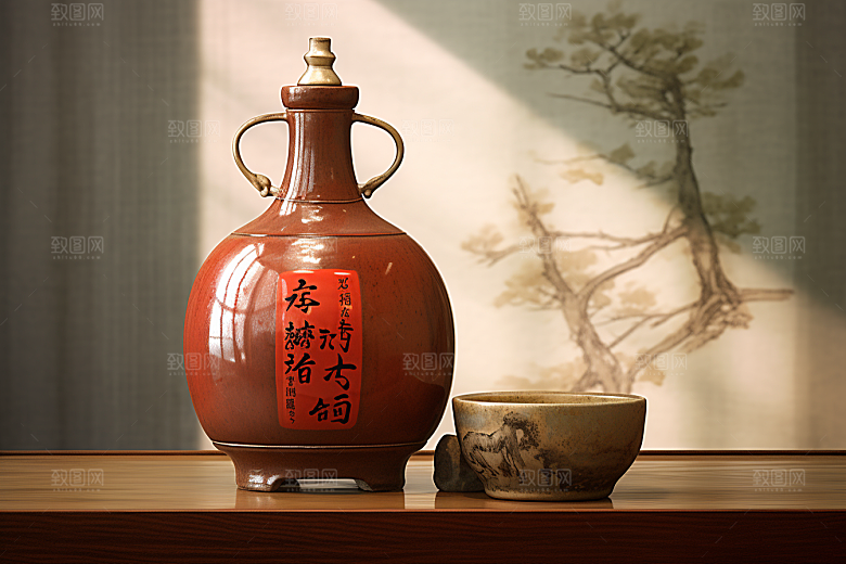 美酒酒杯品酒摄影图