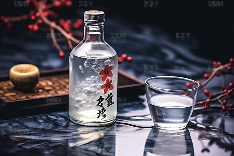 美酒酒杯酒瓶摄影图