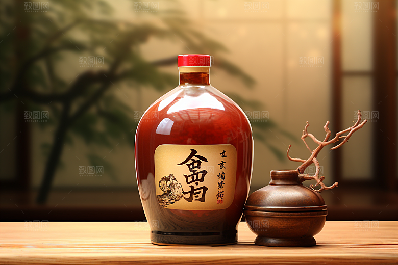 美酒酒器精致摄影图
