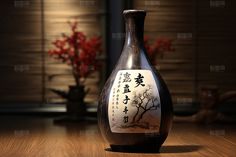 美酒精致酒瓶摄影图