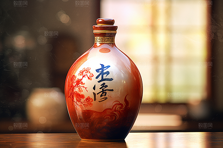 美酒畅饮酒瓶摄影图