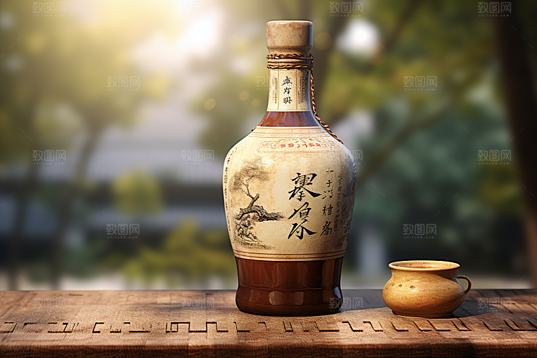 美酒饮品酒瓶摄影图