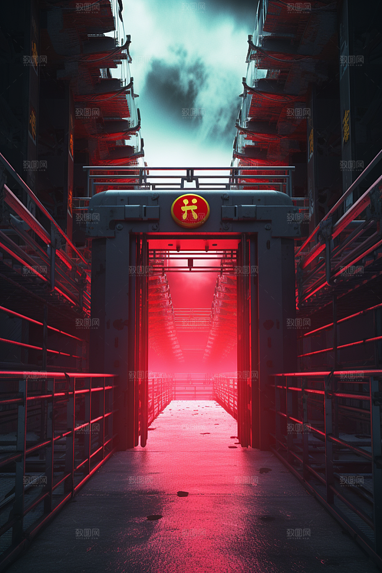 机械大门喜庆3D素材