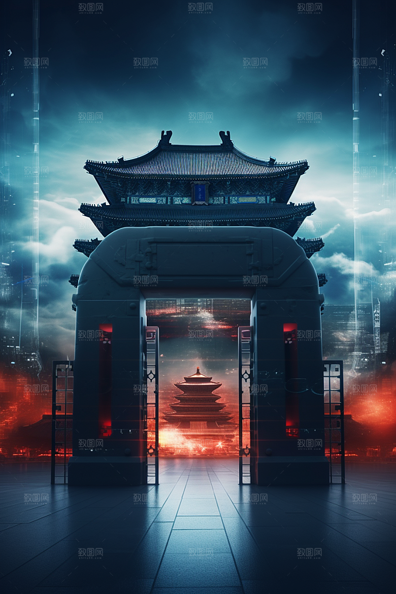机械大门时尚光感素材