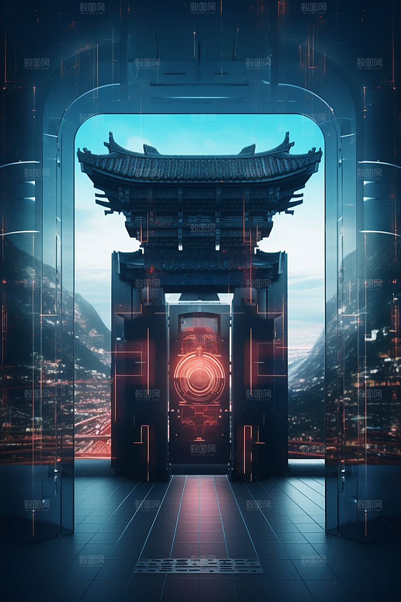 机械大门未来感开业大吉素材