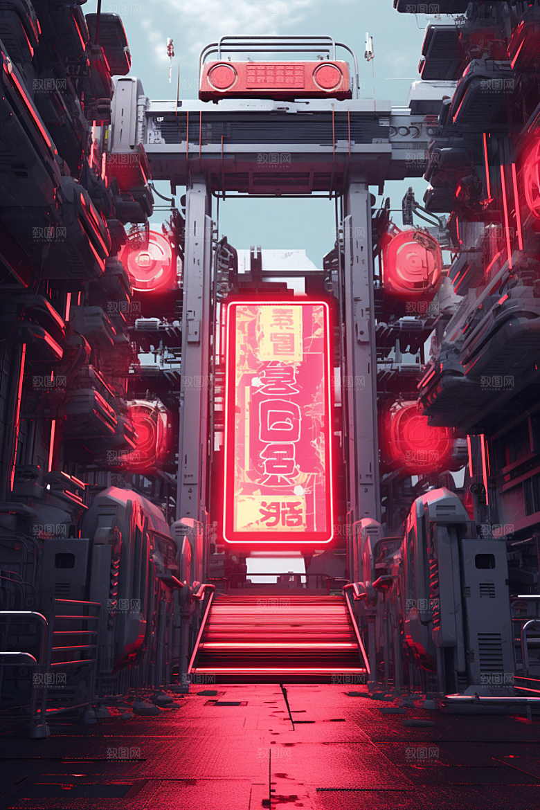 机械大门高清赛博朋克素材