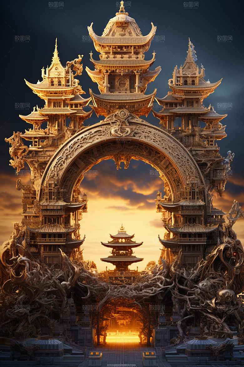 机械大门游戏原画未来感素材