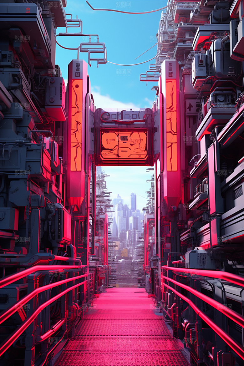 机械大门开门红3D素材