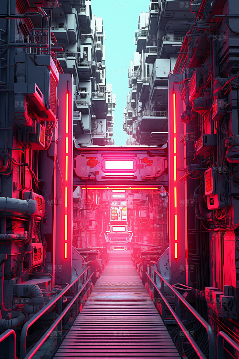 机械大门光感喜庆素材