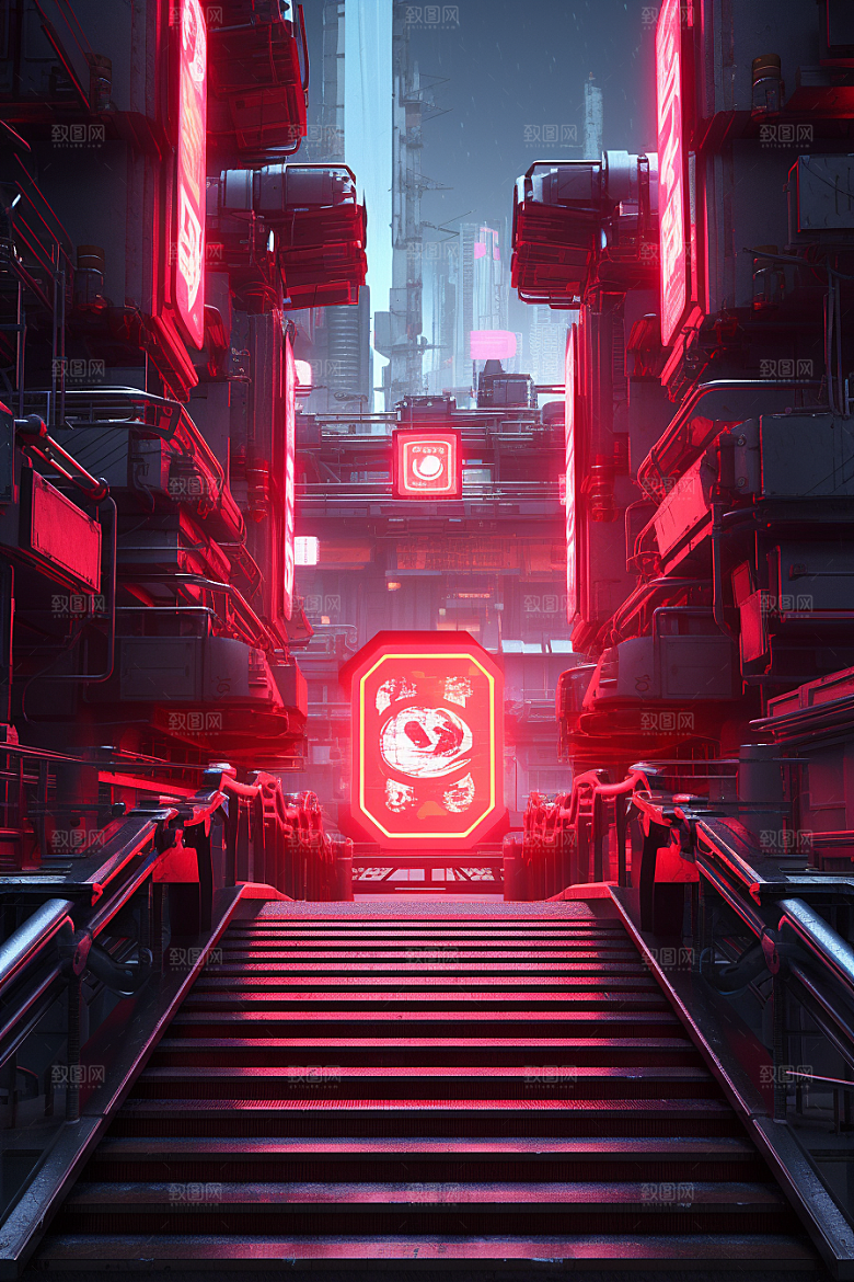 机械大门光感立体素材