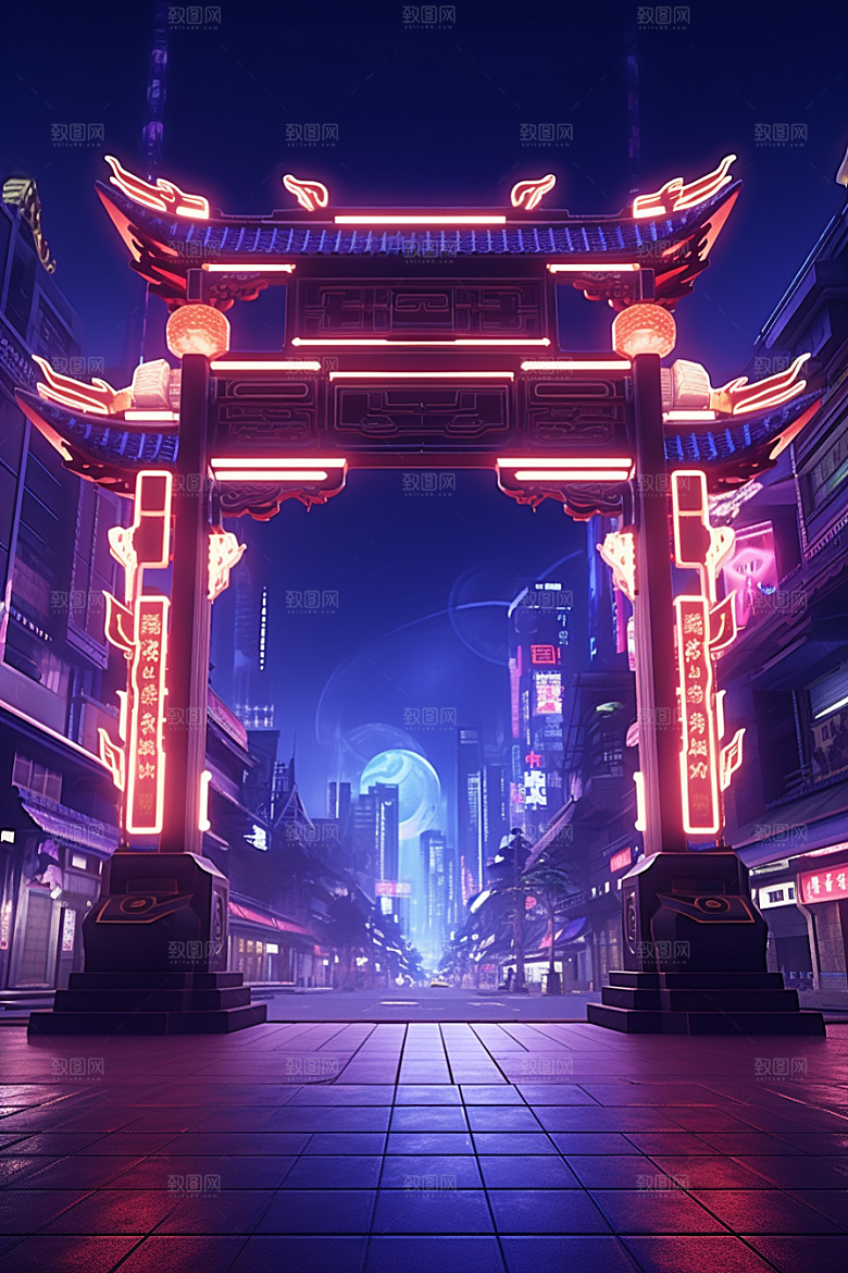 机械大门科技感3D素材