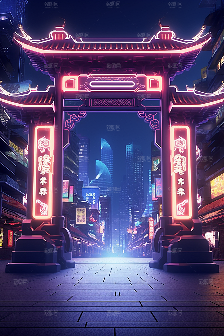 机械大门光感未来感素材
