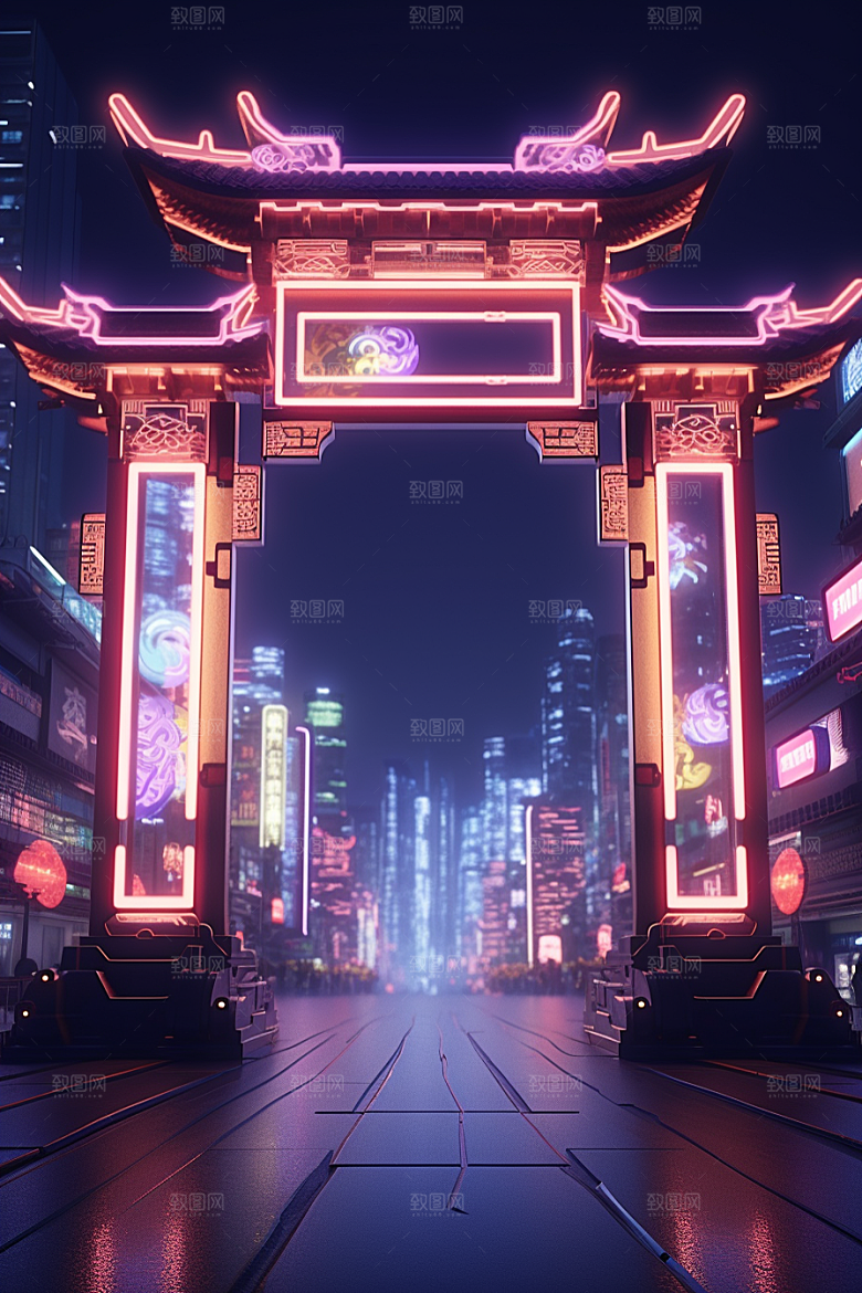 机械大门赛博朋克立体素材