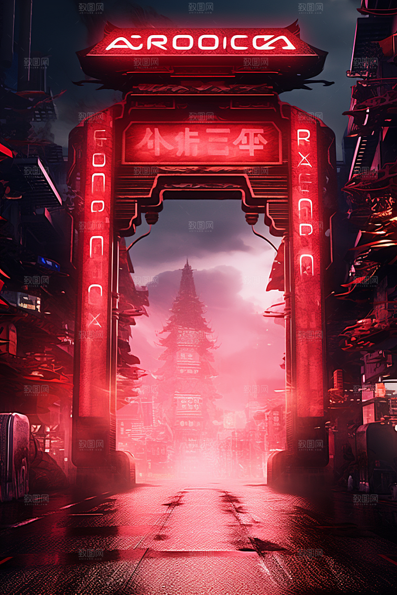 机械大门立体未来感素材