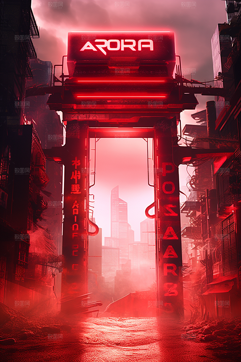 机械大门科技感游戏原画素材