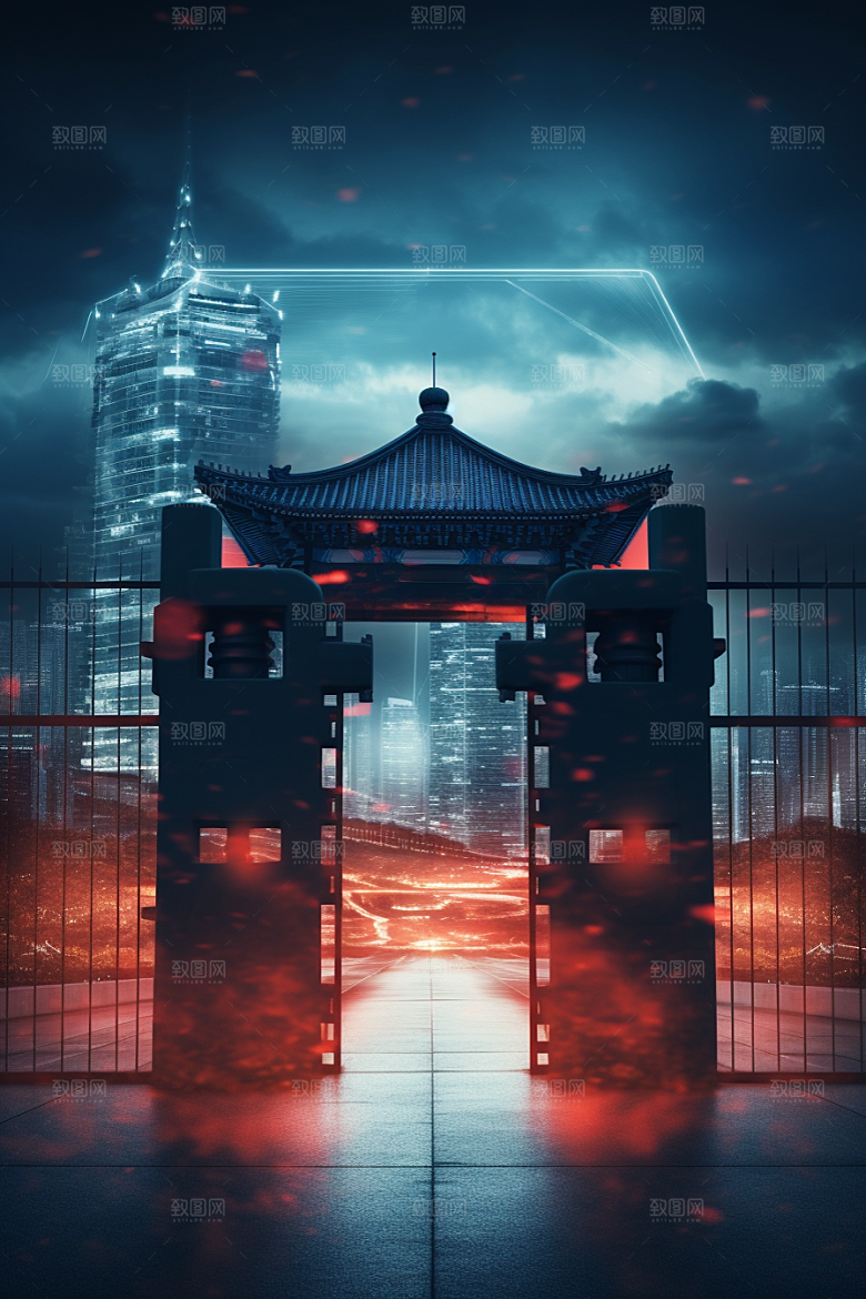 机械大门3D游戏原画素材