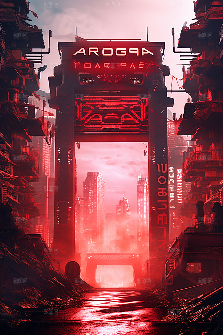 机械大门3D未来感素材