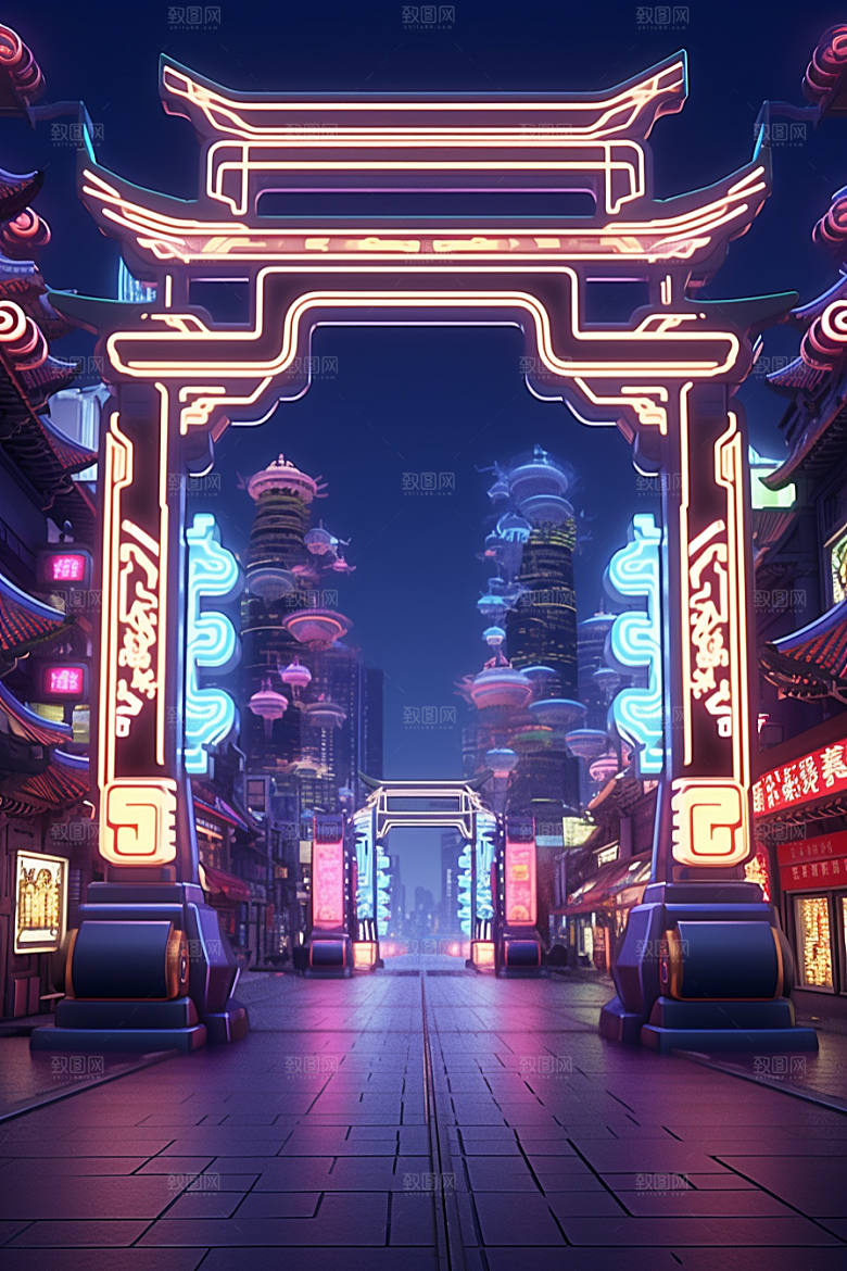 机械大门光感喜庆素材