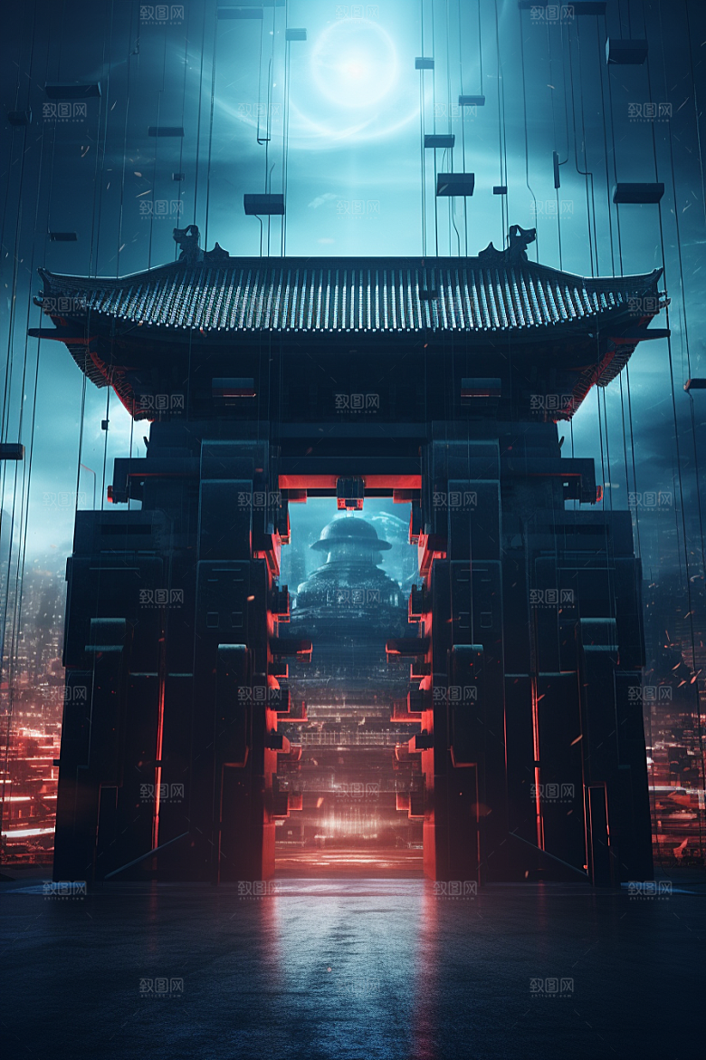 机械大门喜庆时尚素材
