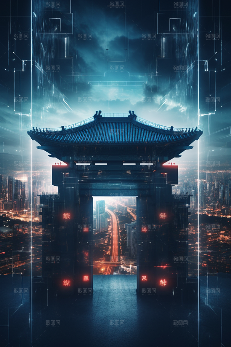 机械大门高清未来感素材