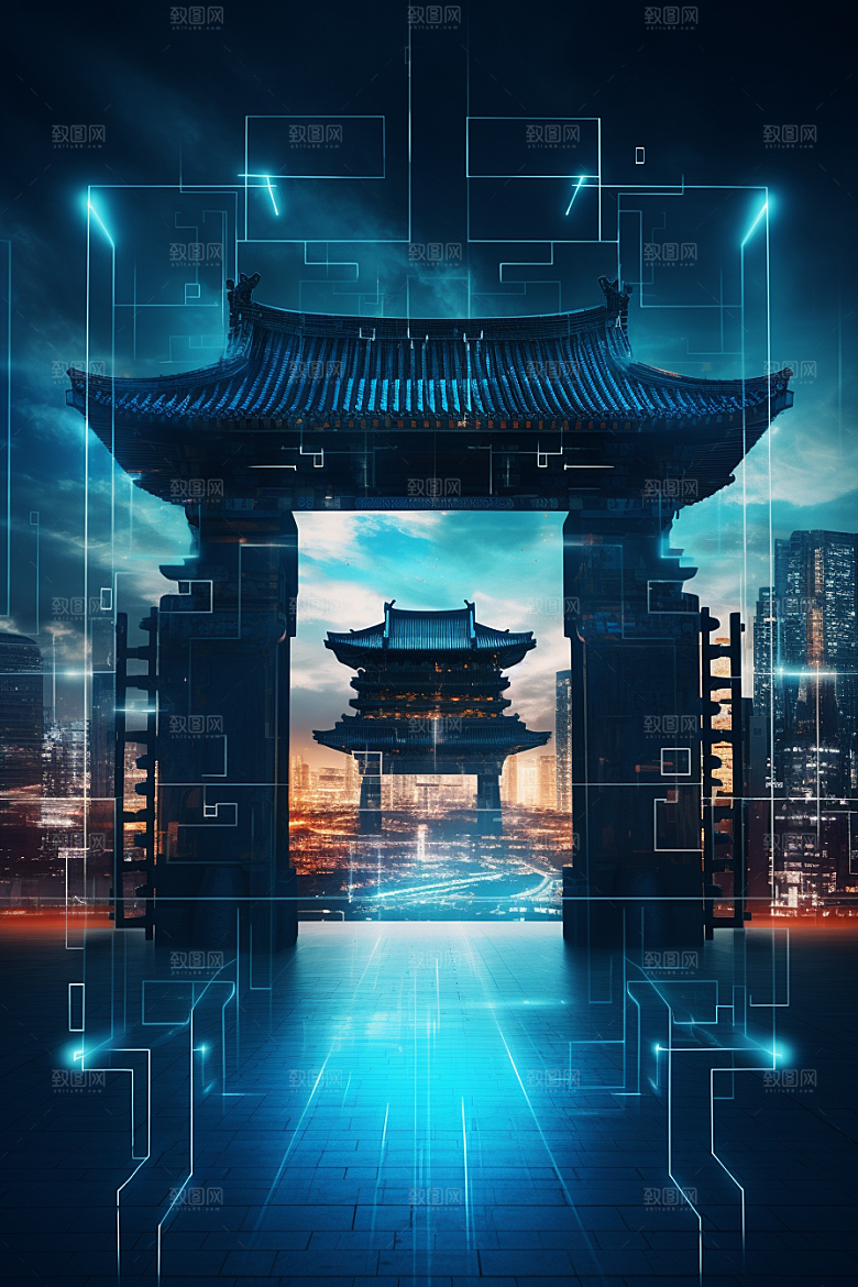 机械大门光感3D素材