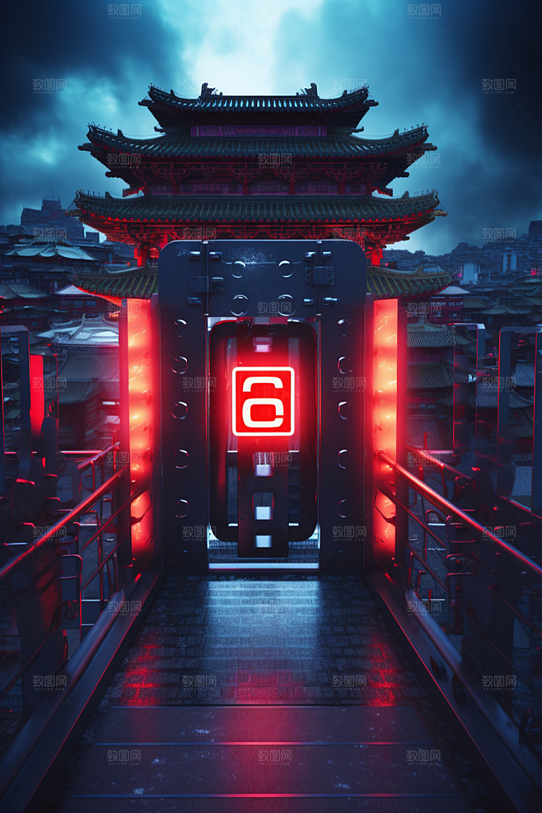 机械大门时尚光感素材