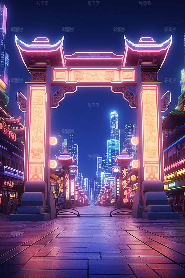 机械大门喜庆科技感素材