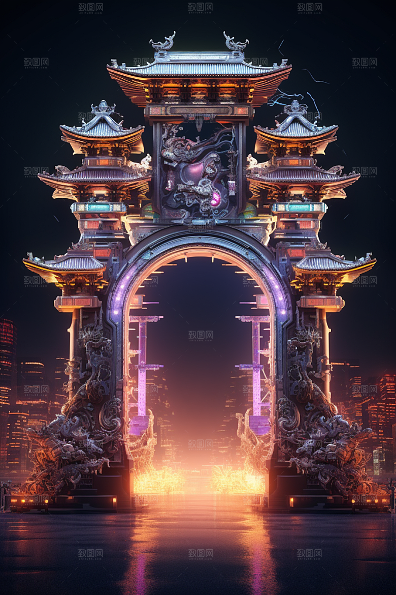 机械大门游戏原画立体素材