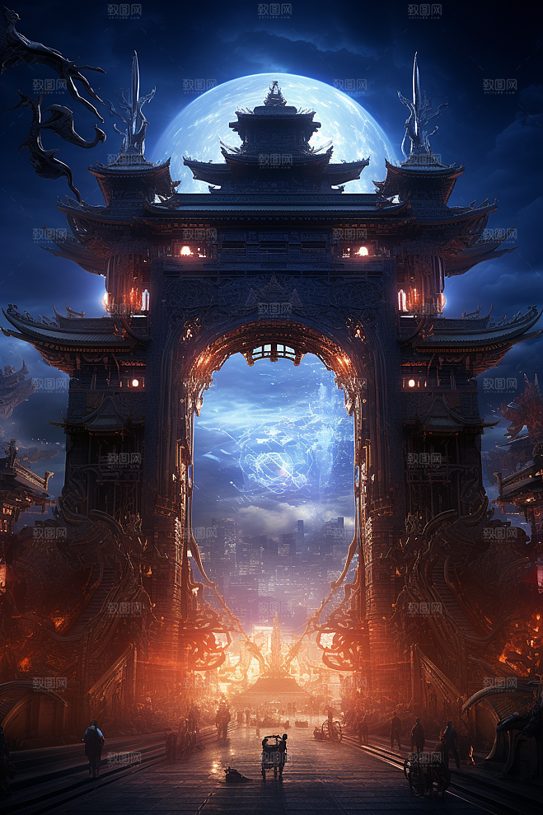机械大门科技感立体素材