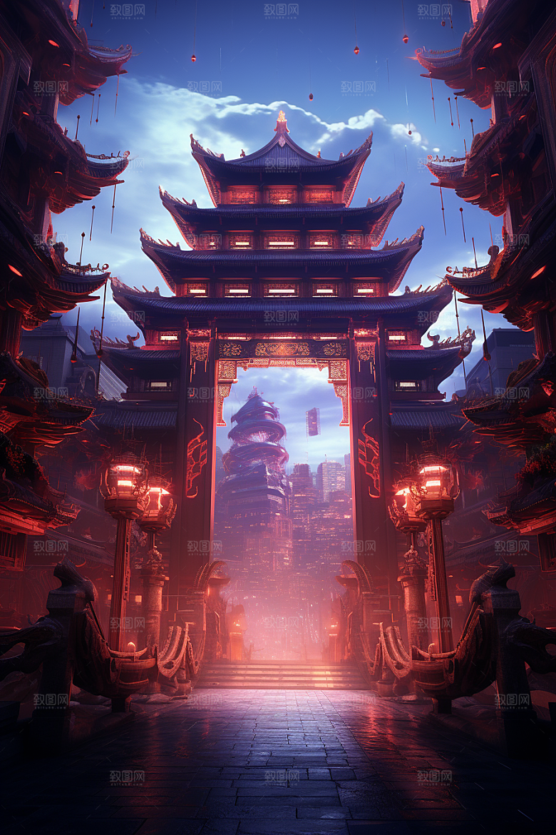 机械大门时尚光感素材
