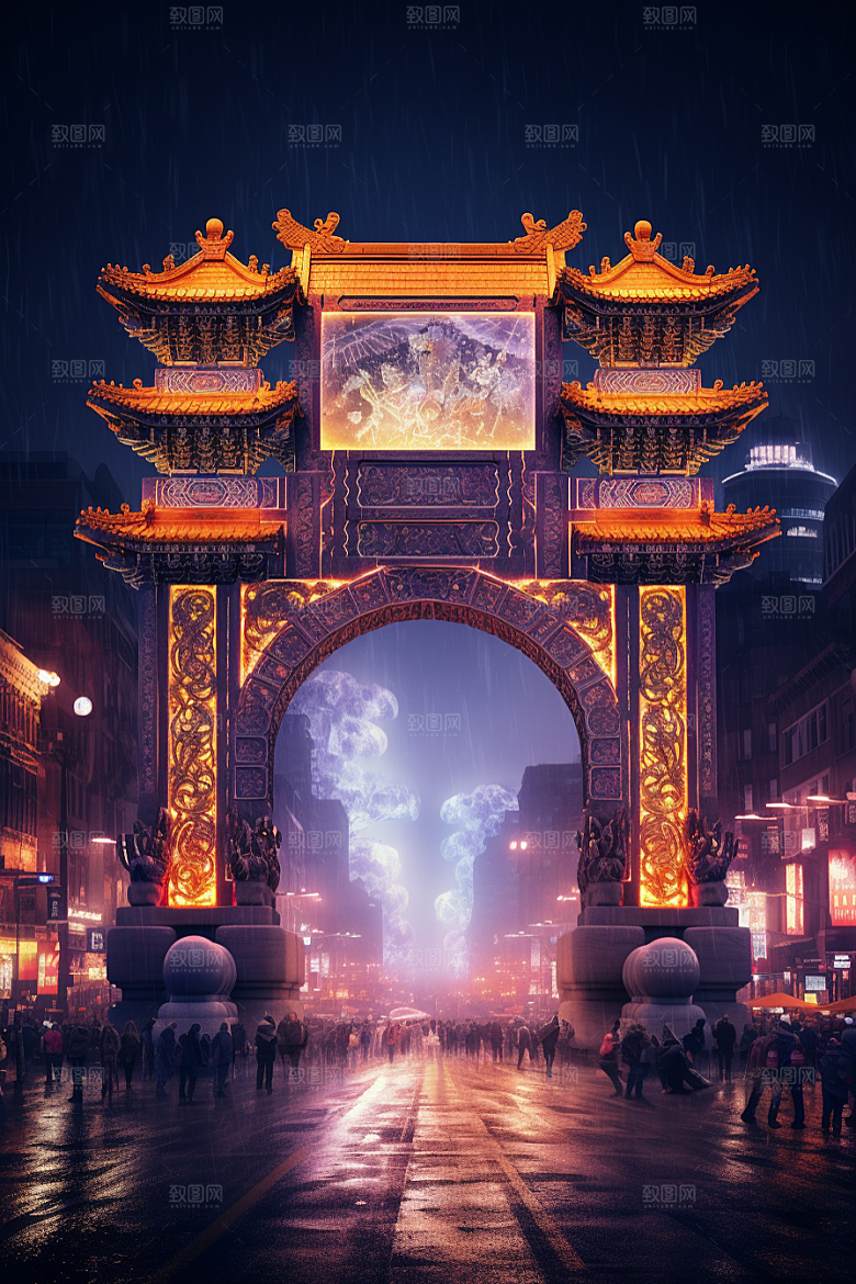 机械大门喜庆高清素材
