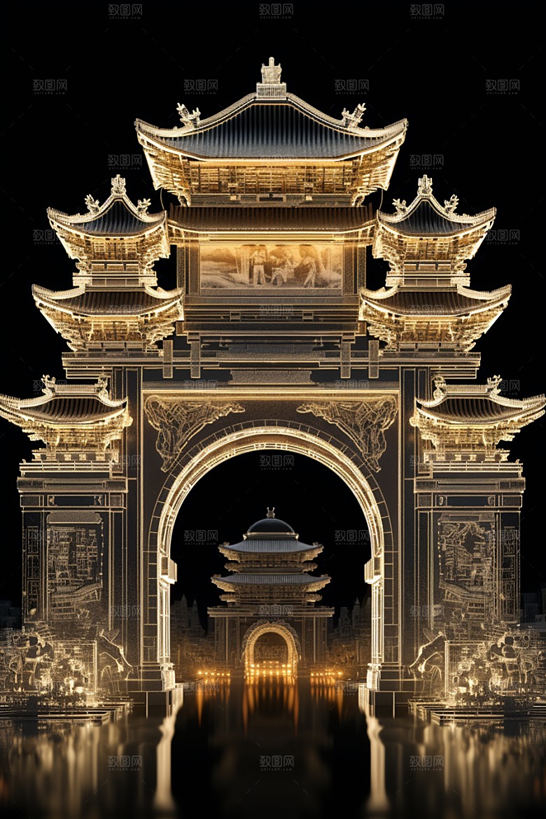 机械大门开门红游戏原画素材