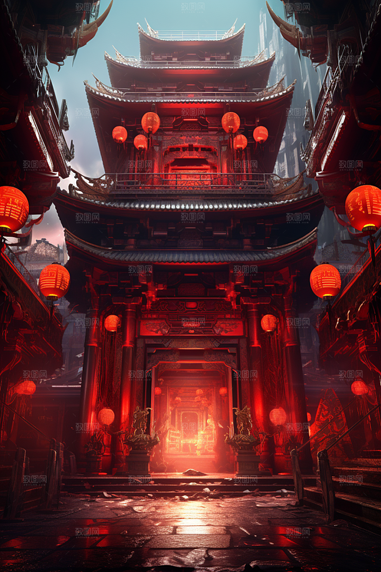 机械大门未来感开业大吉素材