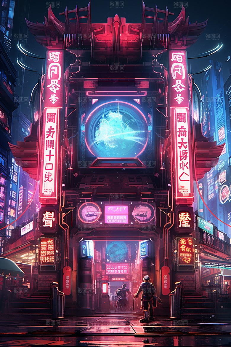 机械大门游戏原画光感素材