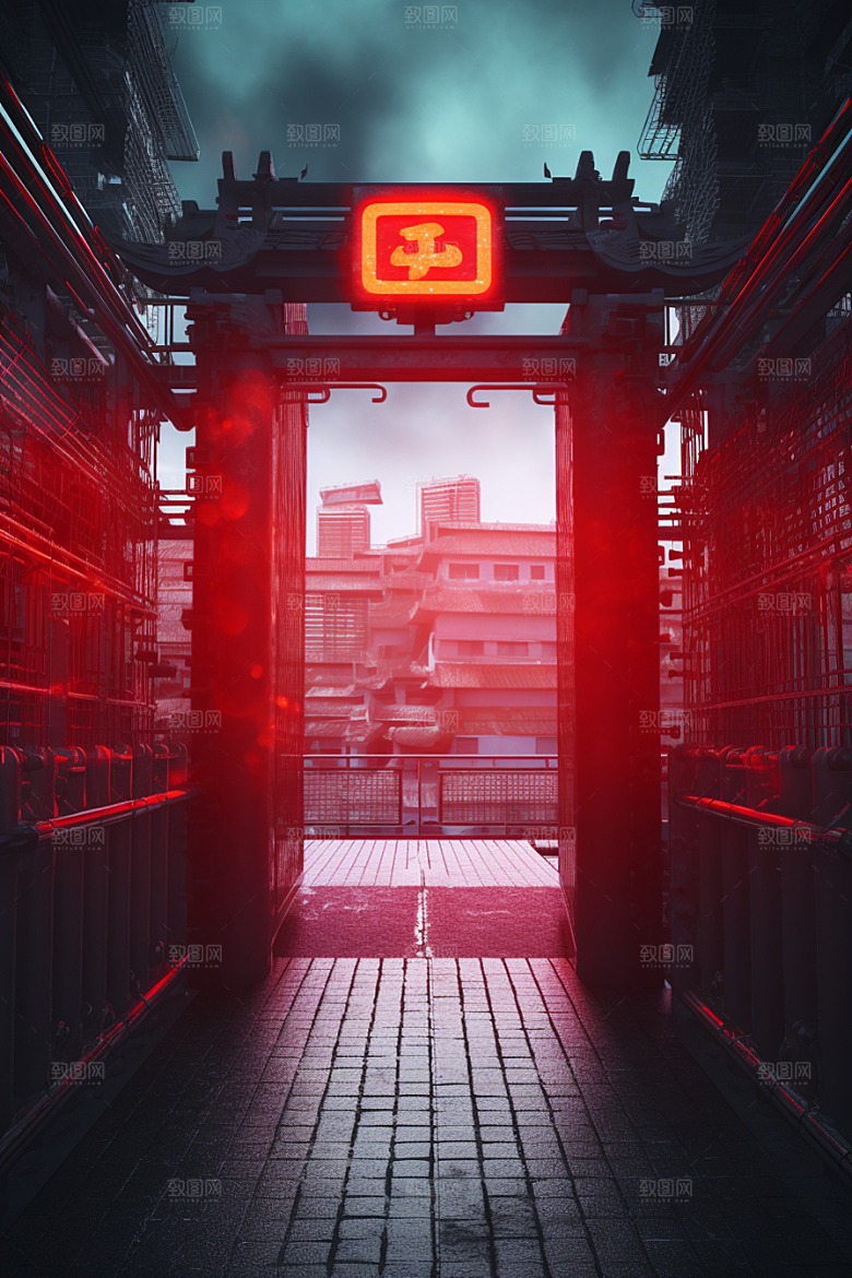 机械大门时尚喜庆素材