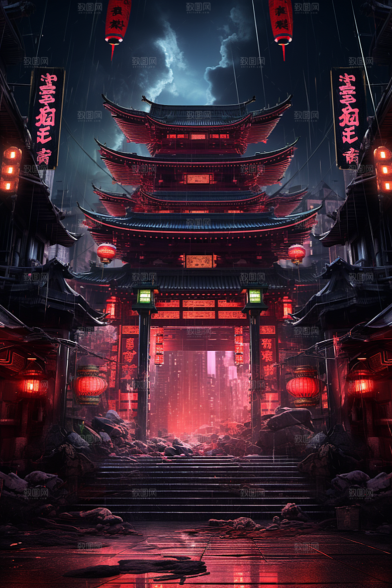 机械大门开门红未来感素材