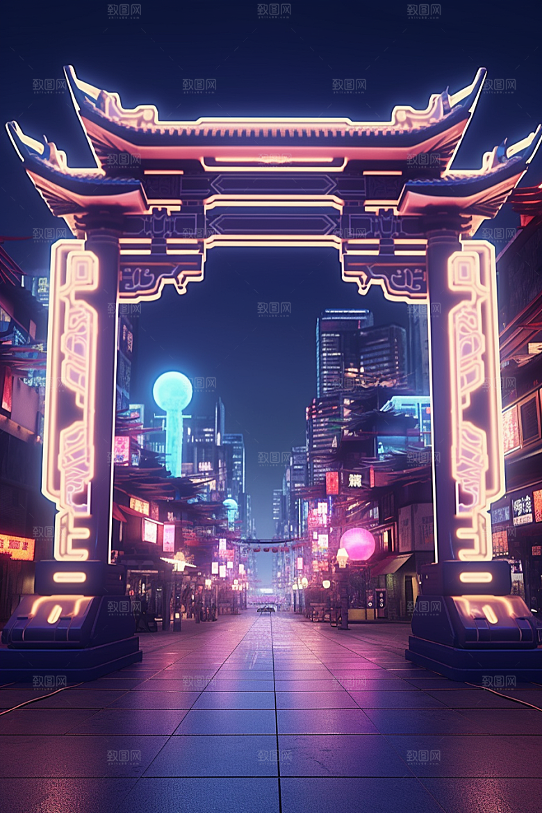 机械大门开门红未来感素材