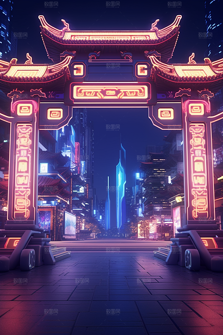 机械大门光感科技感素材